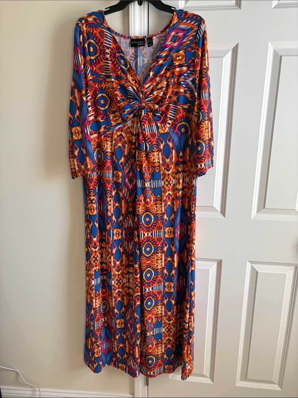 Attitudes by Renee Blue, Orange & Pink Twist-Front Maxi Dress QVC